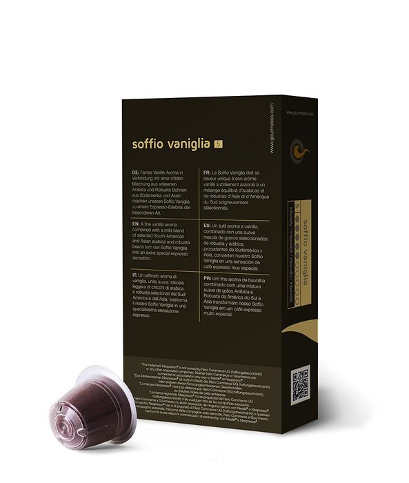 10 Nespresso&reg; Compatible Coffee Capsules $0.50/pod - Soffio Caramello (Int. 5) N3
