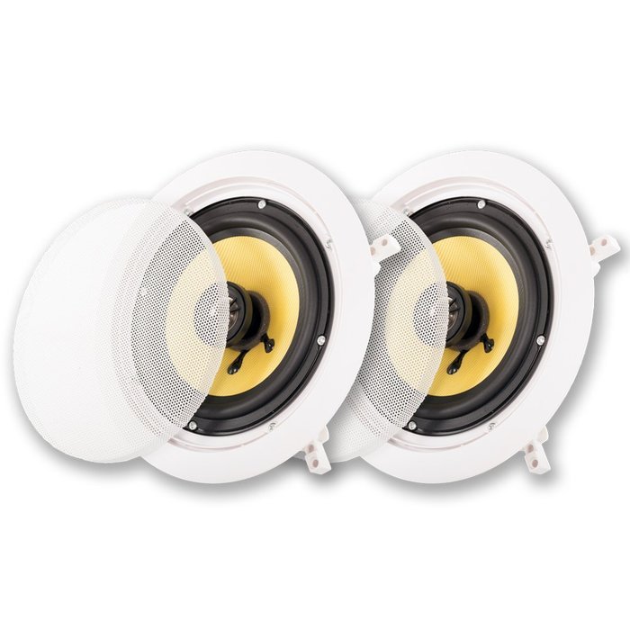 Acoustic Audio HD-6Pr 6.5-Inch Round 2 Way Kevlar Speakers (White) N10