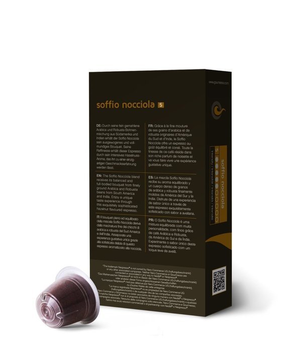 10 Nespresso&reg; Compatible Coffee Capsules $0.50/pod - Soffio Caramello (Int. 5) N6
