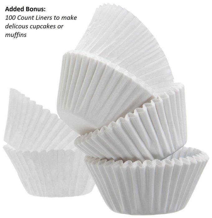 Muffin | Cupcake Pan with 6 Large Aluminum Cups fits Easily into a Toaster Over and includes 100 White Liners... N4