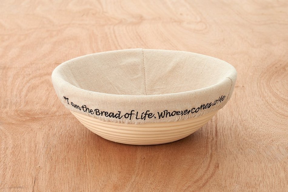 !!! "I am the Bread of Life" Banneton Brotform Proofing Basket - Large 10 Inch Round Cane With Linen Liner&ndash; Rising... N5