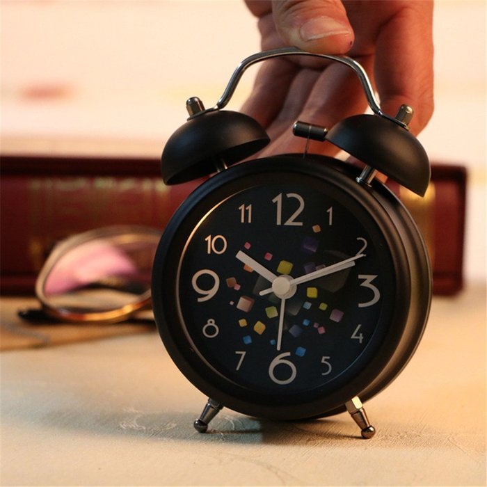 Surborder Shop 3 inch Twin Bell Analog Loud Alarm Clock- Black floral