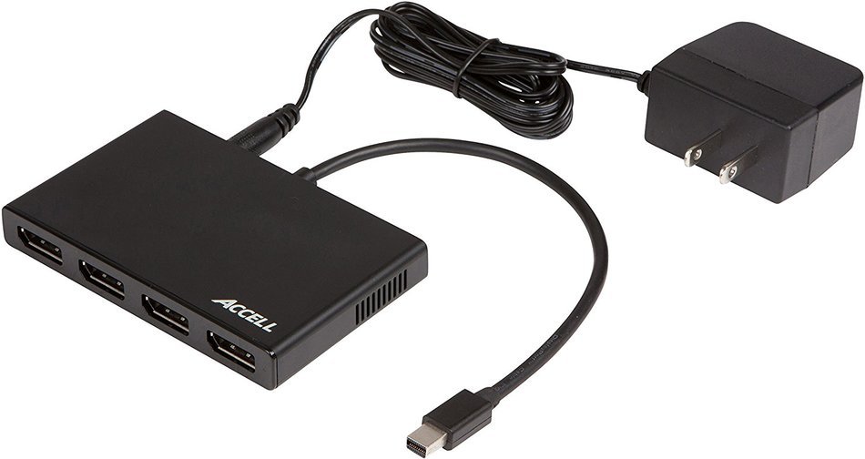 Accell K088B-003B Mini DisplayPort 1.2 to 3 DisplayPort Multi-Display MST Hub - Designed for Microsoft Surface N7