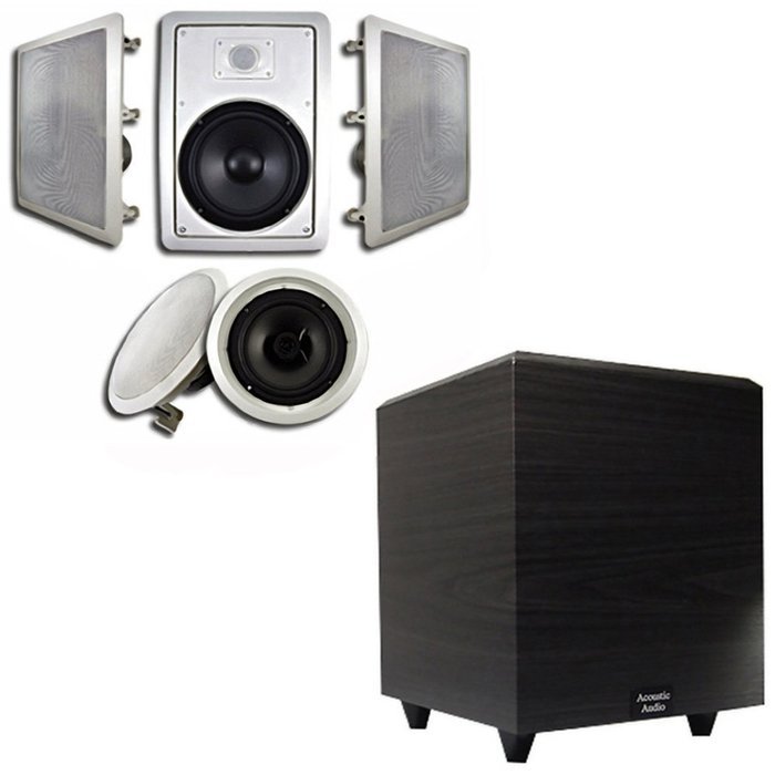 Acoustic Audio HT-85 In-Wall/Ceiling 5.1 Home Theater 8" Speakers and 12" Powered Sub HT-85-PS12