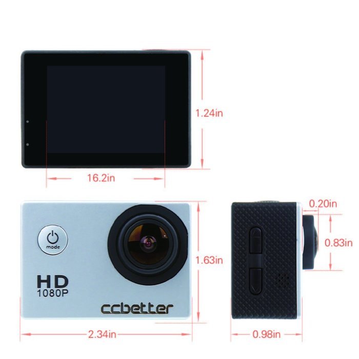CCbetter 2.0-Inch 12MP 1080P HD CS720 Waterproof Sports Camera with 170&deg; Wide-angle Helmet DVR, 2 Batteries and... N7