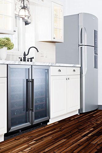 Summit SWC3066 66 Bottle Capacity Dual Temperature Wine Cooler With Built-In Capable Wooden Shelves Digital Thermostats...