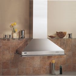 35 7/16" Wall Mount Chimney Hood with 1 000 CFM Internal Blower 4-Speed Push Button Control 2 Halogen Lamps and...