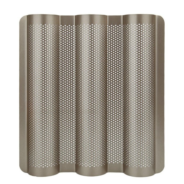 Whitelotous 3 Gutters Non-stick Perforated Baguette Pan French Bread Pan Wave Loaf Bake Mold - Champagne