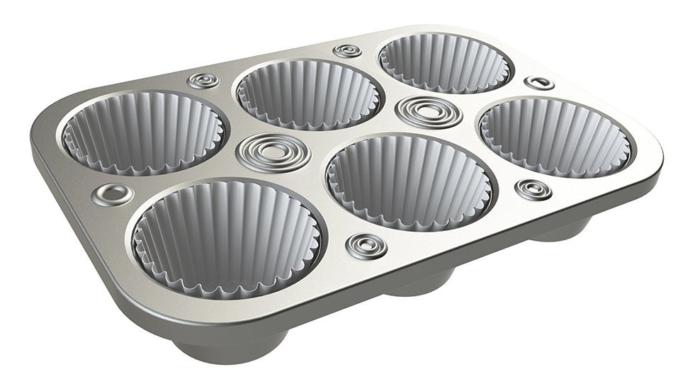 Muffin | Cupcake Pan with 6 Large Aluminum Cups fits Easily into a Toaster Over and includes 100 White Liners... N5