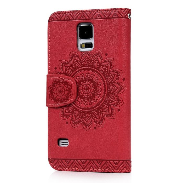 S5 Case,Samsung Galaxy S5 Case (I9600) - Wallet Embossed Totem Flower Design Folio Flip PU Leather with Stand... N13