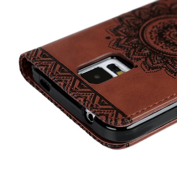 S5 Case,Samsung Galaxy S5 Case (I9600) - Wallet Embossed Totem Flower Design Folio Flip PU Leather with Stand... N16