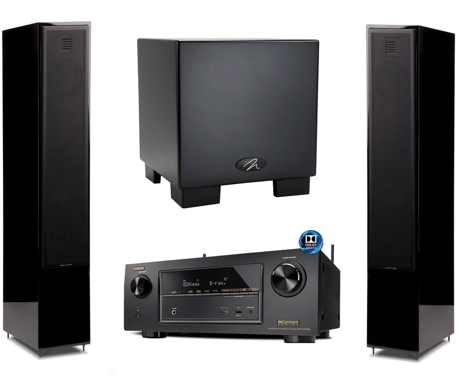 Martin Logan Motion 40 Black Floorstanding Speakers with Dynamo 700W Subwoofer and Denon AVR-X2200W A/V Receiver