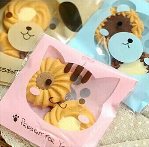 ONOR-Tech 100 PCS Lovely Cute OPP Self Adhesive Cookie Bakery Candy Biscuit Treat Gift Diy Plastic Bag (Flower) N53