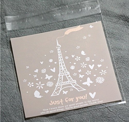 ONOR-Tech 100 PCS Lovely Cute OPP Self Adhesive Cookie Bakery Candy Biscuit Treat Gift Diy Plastic Bag (Flower) N56