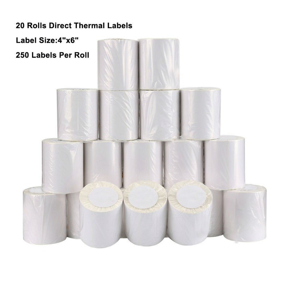 20 roll 4x6 direct thermal labels for zebra 2844 eltron zp450 n2 free