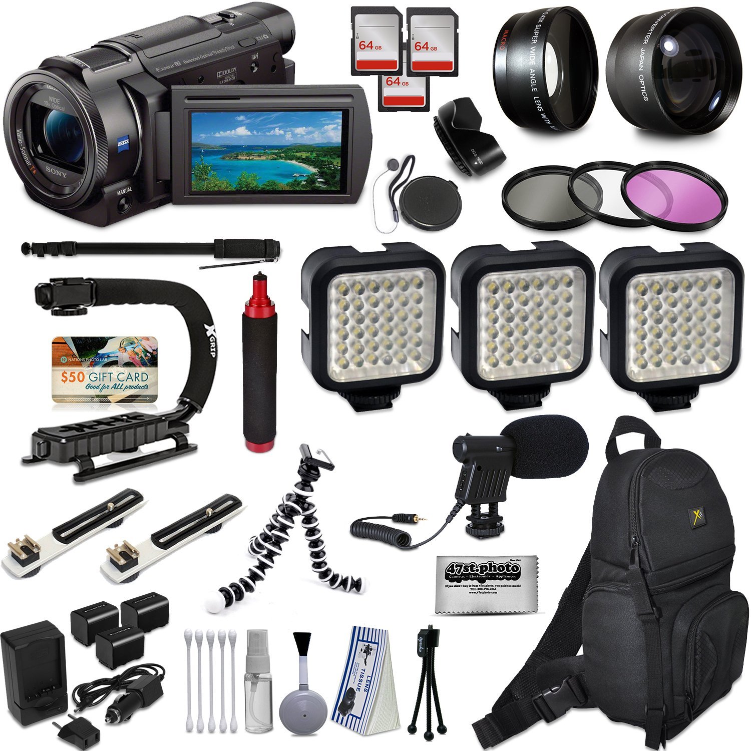 Sony FDRAX53 4K Ultra HD Handycam Camcorder Video Camera + Action