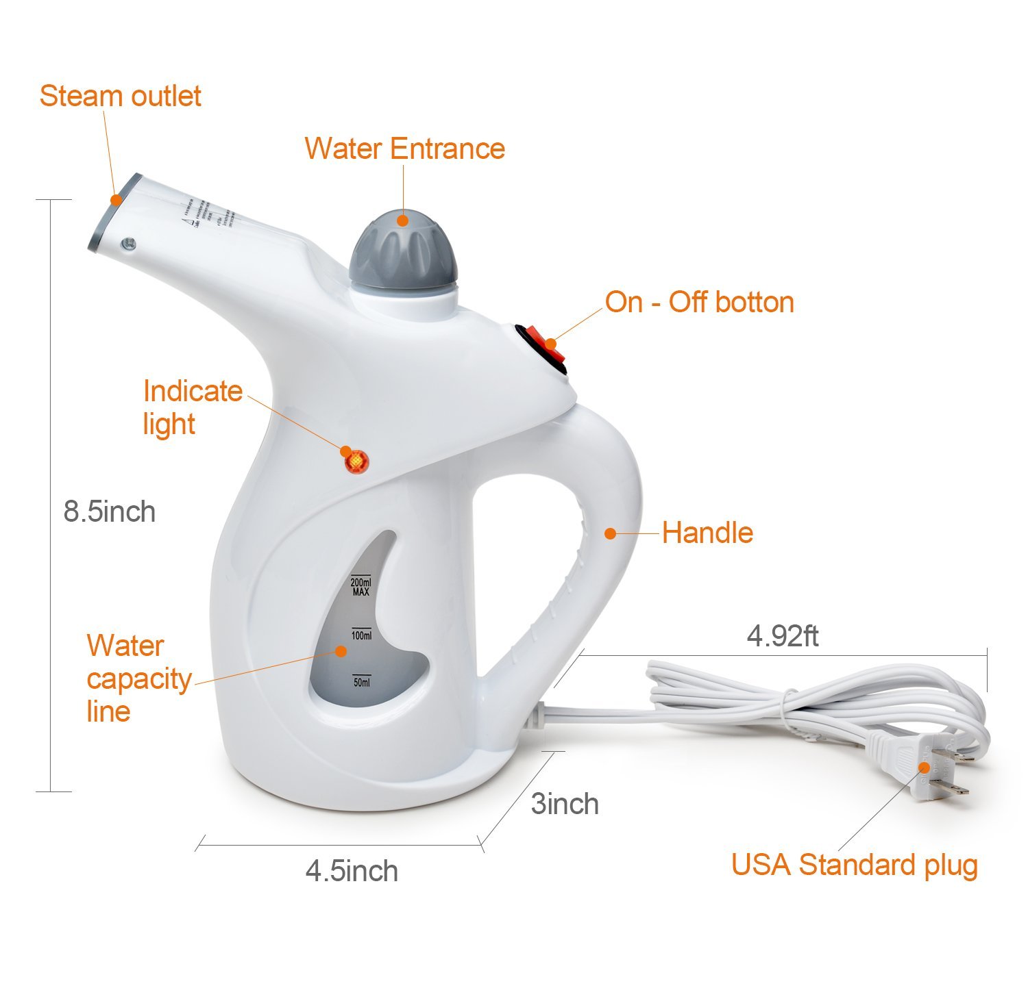 Garment Steamer Agptek Ml Handheld Portable Fabric Steamers Facial Steamer For Clothes And