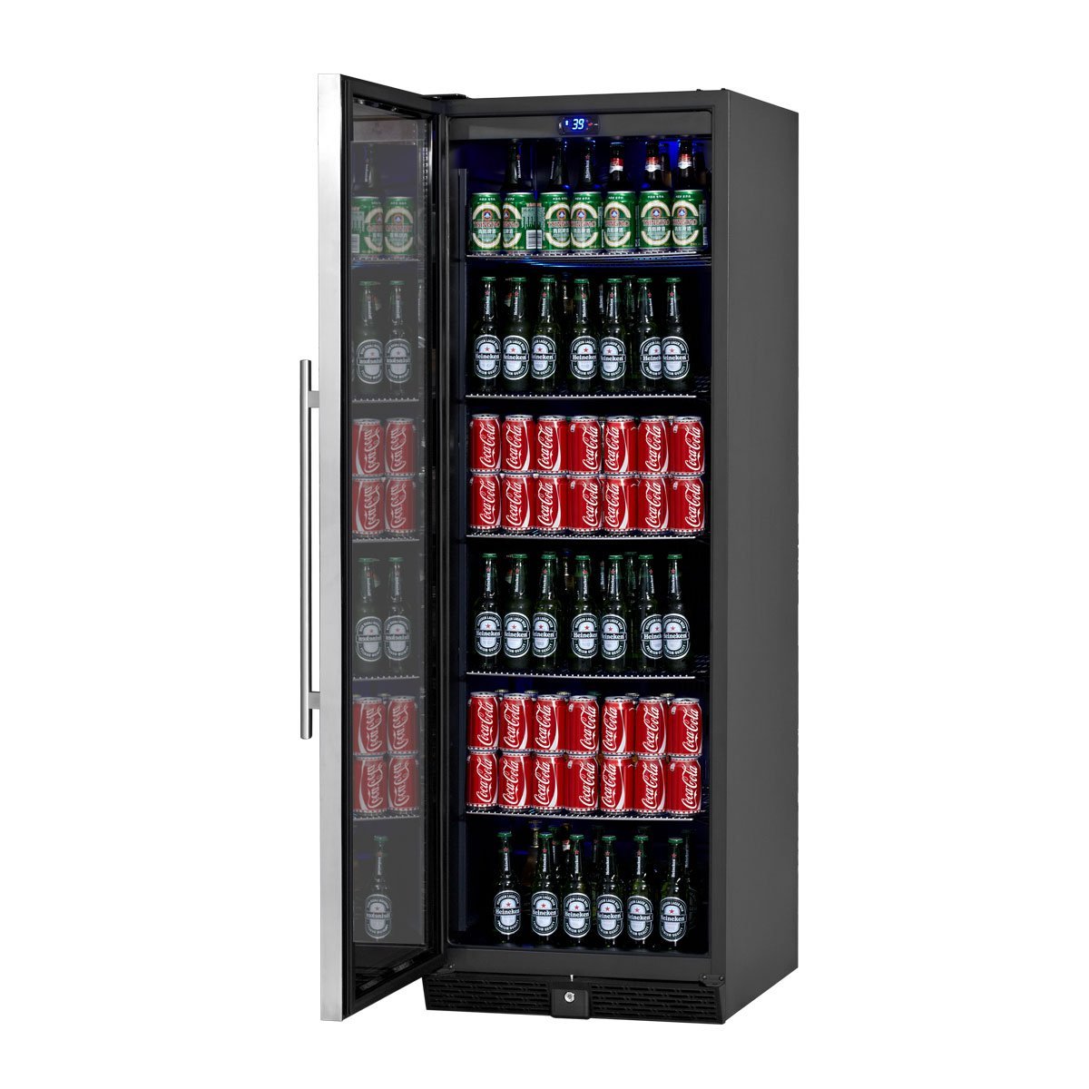 KingsBottle 450 Can Beverage Cooler, Stainless Steel with Glass Door