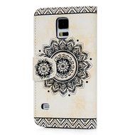 S5 Case,Samsung Galaxy S5 Case (I9600) - Wallet Embossed Totem Flower Design Folio Flip PU Leather with Stand... N18