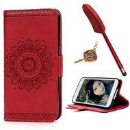 S5 Case,Samsung Galaxy S5 Case (I9600) - Wallet Embossed Totem Flower Design Folio Flip PU Leather with Stand... N19