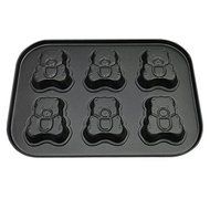 YOFAN Steel Nonstick 6-Cavity Cake Pan , Cake Mold (BEARS)