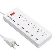 [New] Outtek 6-Outlet Fireproof Surge Protector 1625W/13A with 6 USB Ports (5V/2.4A*2 and 5V/1A*4) Charging Station... N13