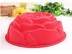 Luniquz 9&quot; Rose Flower Cake Mold Non-stick Silicone Baking Mould -Red N2