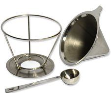 CounterTop Pour Over Eco-Friendly Stainless Steel Drip Coffee Filter and Scoop (2 Cups) N4