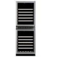 Dual Zone 90-Bottle Wine Refrigerator Color: Black with Stainless Steel Frame Glass Door, Hinge: Right N2