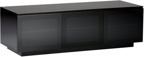 BDI Mirage 8224 Double Wide Entertainment Cabinet, Satin Black with Black Glass Top N6