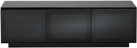 BDI Mirage 8224 Double Wide Entertainment Cabinet, Satin Black with Black Glass Top N7