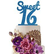 Sugar Yeti Made In USA Birthday Cake Topper Sweet 16 #4 Purple Mirror N3