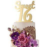 Sugar Yeti Made In USA Birthday Cake Topper Sweet 16 #4 Purple Mirror N4