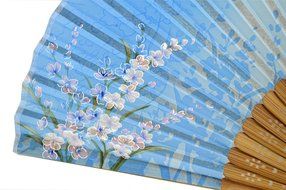 TANG DYNASTY(TM) High Quality Japanese Silks Hand Fan Blue Handheld Fan Jhf-151 N5