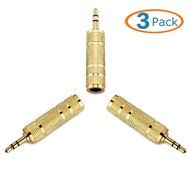 HTTX 6.35mm 1/4 Inch Female to 3.5mm Male Stereo Audio Mic Plug Adapter Jack -Gold Plated (3-Pack) N3