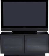 BDI Mirage 8224 Double Wide Entertainment Cabinet, Satin Black with Black Glass Top N8