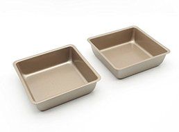 Astra shop Mini 4-Inch Non-Stick Square Cake Pan, Set of 2