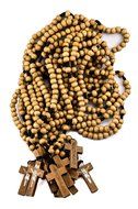 Dozen Catholic Praying Rosary Jesus Crucifix Jerusalem Olive Wood Beads 12.4&quot;