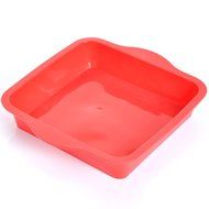 OUMOSI Square Silicone Baking Mold Non Stick Cake Pan (Red)