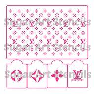 designer cake stencil LV5 pieces for handbag cakes