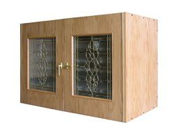 Vinotemp Home Kitchen Restaurant Cocktail Party 296-Model White Oak Wine Credenza with 2 Beveled Glass Doors