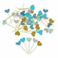 Bilipala Funny Hearts Cake Decorations Toppers Picks for Wedding and Baby Birthday, 50 Counting N3