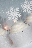 Set of 12 - Silver Glitter Shimmer Snowflake Cupcake - Winter Wonderland Party Decor - Frozen Party Decor - Snowflake...