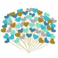 Bilipala Funny Hearts Cake Decorations Toppers Picks for Wedding and Baby Birthday, 50 Counting N4