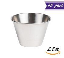 Set of 48 Stainless Steel Portion Cups 2.5 oz, Individual Condiment Sauce Cups - 2 1/2 ounces N4