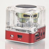 Getmore Portable Mini Multimedia Speaker LCD Mp3 Player Fm Radio for Micro Sd Mp3 USB Red