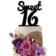 Sugar Yeti Made In USA Birthday Cake Topper Sweet 16 #4 Purple Mirror N9