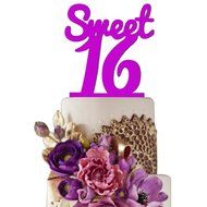 Sugar Yeti Made In USA Birthday Cake Topper Sweet 16 #4 Purple Mirror N10