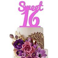 Sugar Yeti Made In USA Birthday Cake Topper Sweet 16 #4 Purple Mirror N12