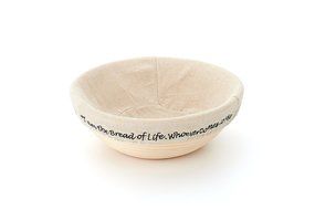 !!! "I am the Bread of Life" Banneton Brotform Proofing Basket - Large 10 Inch Round Cane With Linen Liner&ndash; Rising... N7